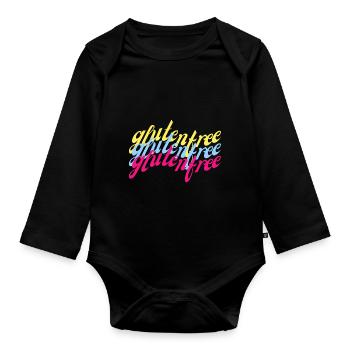 Gluten free geschwungen bunt - Baby Bio-Langarm-Body - Schwarz - Vorne