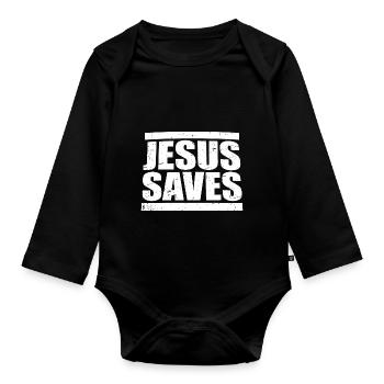 Jesus Saves Glaube Christliche Liebe Gott Religion - Baby Bio-Langarm-Body - Schwarz - Vorne