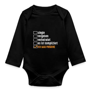 Pinguin - Baby Bio-Langarm-Body - Schwarz - Vorne