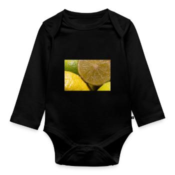 Lime - Organic Longsleeve Baby Bodysuit - black - Front