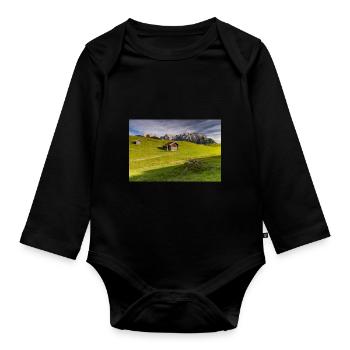 Humpback meadows - Organic Longsleeve Baby Bodysuit - black - Front