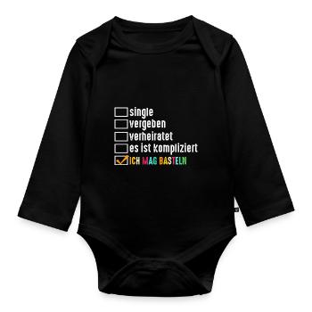 Beziehungsstatus Bastler Bastelunterricht Basteln - Baby Bio-Langarm-Body - Schwarz - Vorne
