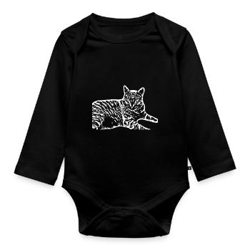 Chat Blanc Blanc Chats - Body Bébé bio manches longues - noir - Devant