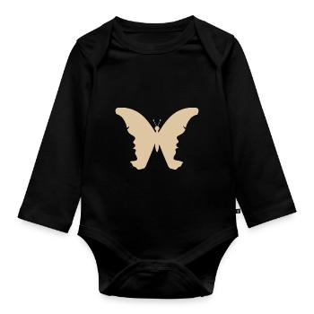 Schmetterlings-Gesicht - Baby Bio-Langarm-Body - Schwarz - Vorne