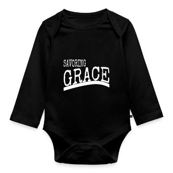 sayings beauty joke birthday present gourmet happy - Organic Longsleeve Baby Bodysuit - black - Front