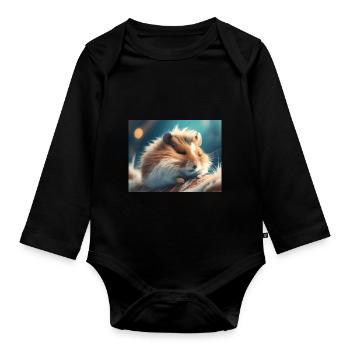 Animaux mignons en hibernation – hamster - Body Bébé bio manches longues - noir - Devant