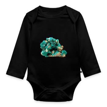 Dioptas Mineral Copper Emerald Silicate Crystal - Organic Longsleeve Baby Bodysuit - black - Front