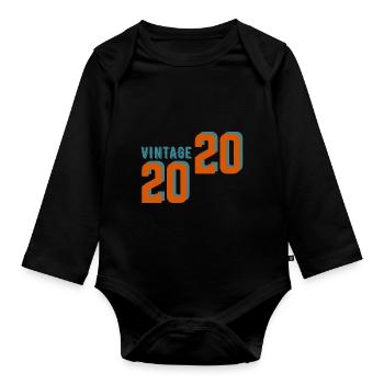 Vintage rétro 2020 - Body Bébé bio manches longues - noir - Devant