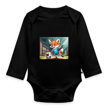 mignon petit renard démon vie quotidienne - football - Body Bébé bio manches longues - noir - Devant