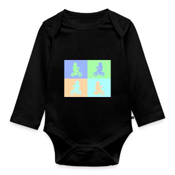 Junior Biker Pop Art pastel - Organic Longsleeve Baby Bodysuit - black - Front