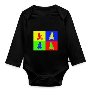 Junior Biker Pop Art Color - Organic Longsleeve Baby Bodysuit - black - Front