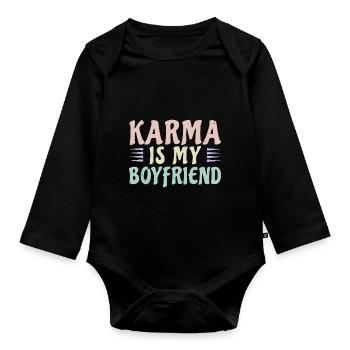 Karma is my boyfriend - Baby Bio-Langarm-Body - Schwarz - Vorne