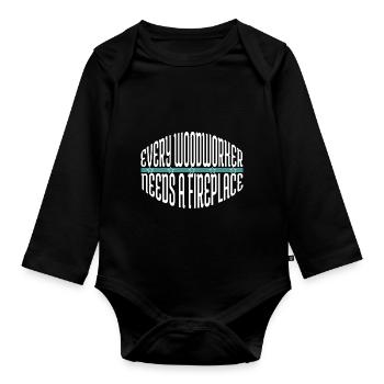 Menuisier Badge Fier charpentier crâne T-shirts - Body Bébé bio manches longues - noir - Devant