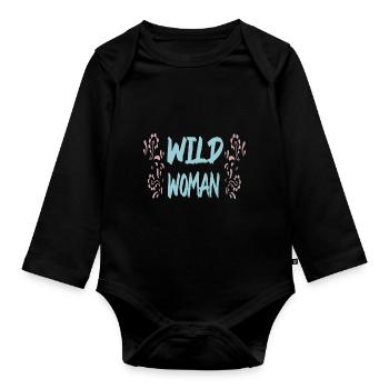 Femme sauvage - Body Bébé bio manches longues - noir - Devant
