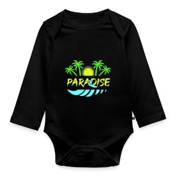surf paradise - Baby Bio-Langarm-Body - Schwarz - Vorne