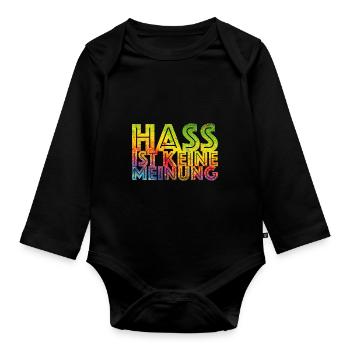 Hate is not an opinion - Organic Longsleeve Baby Bodysuit - black - Front