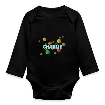Charlie Charlie - Organic Longsleeve Baby Bodysuit - black - Front