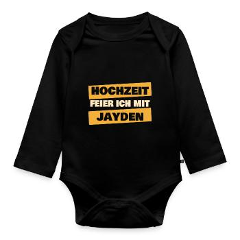Bachelor party Jayden - Organic Longsleeve Baby Bodysuit - black - Front