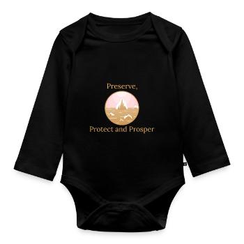 Preserve, Protect, Prosper - Organic Longsleeve Baby Bodysuit - black - Front