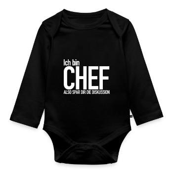 Ich bin Chef - Baby Bio-Langarm-Body - Schwarz - Vorne