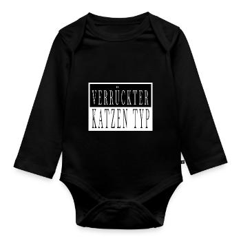 spruch streunerkatze hauskatze humor miezekatze - Baby Bio-Langarm-Body - Schwarz - Vorne