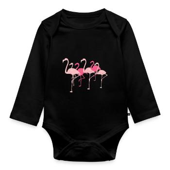 Flamingo Flamingo - Organic Longsleeve Baby Bodysuit - black - Front