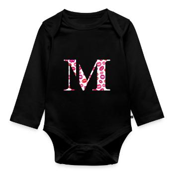 Lettre m bisous - Body Bébé bio manches longues - noir - Devant