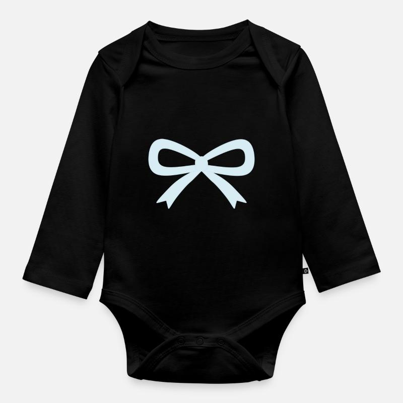 Noeud bleu clair - Body Bébé bio manches longues - noir