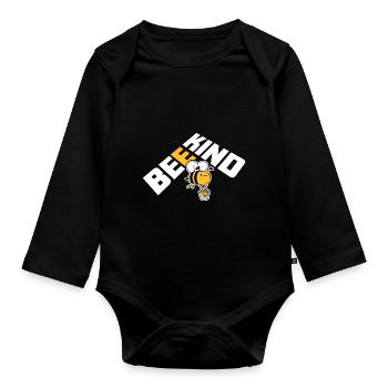 Be Kind Cute Honey Kindness Bee Love Inspirational - Organic Longsleeve Baby Bodysuit - black - Front