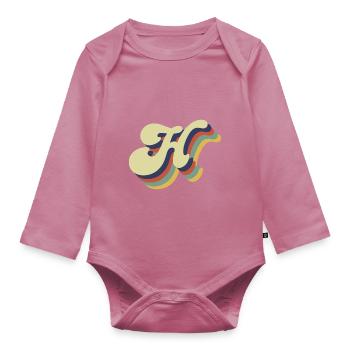 Retro Letter H - Organic Longsleeve Baby Bodysuit - mauve - Front