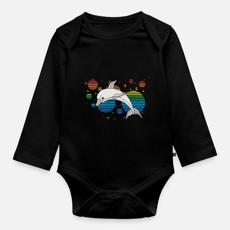 Delfin - Baby Bio-Langarm-Body - Schwarz