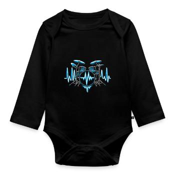 Cadeau Pour Batteur Battement De Coeur Batterie - Body Bébé bio manches longues - noir - Devant