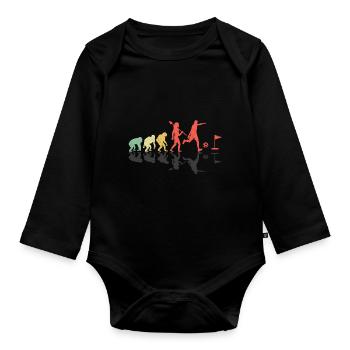 Footgolf Evolution Foot Golf spielende Footgolfer F - Baby Bio-Langarm-Body - Schwarz - Vorne
