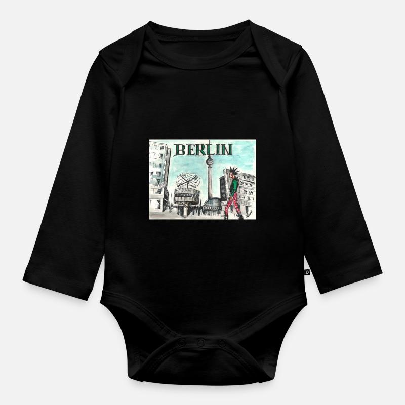 Alexander Square - Organic Longsleeve Baby Bodysuit - black