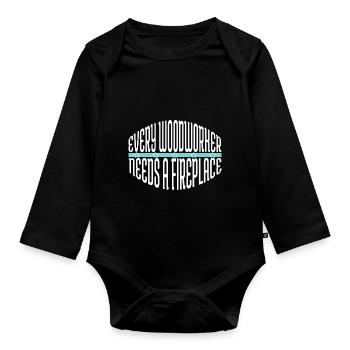 Travail du bois marteau-piqueur citation drôle menuiserie - Body Bébé bio manches longues - noir - Devant