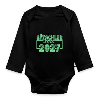 2027 - Organic Longsleeve Baby Bodysuit - black - Front