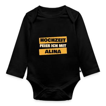 Gift for Alina - Organic Longsleeve Baby Bodysuit - black - Front