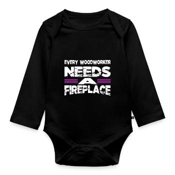 funshirt construction carpenter carpentry axes - Baby Bio-Langarm-Body - Schwarz - Vorne