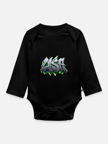 Lisa name graffiti - Baby Bio-Langarm-Body - Schwarz