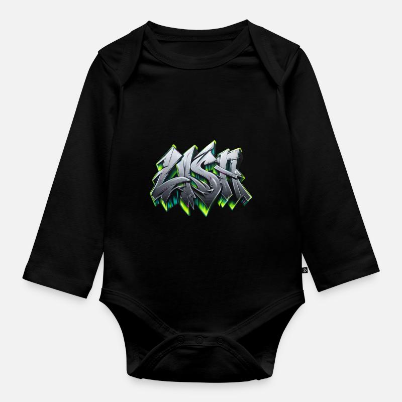 Lisa name graffiti - Baby Bio-Langarm-Body - Schwarz