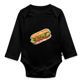 Banh Mi - Organic Longsleeve Baby Bodysuit - black - Front