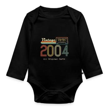 2004 Original 2004 Vintage Vintage Retro Jahrestag - Baby Bio-Langarm-Body - Schwarz - Vorne