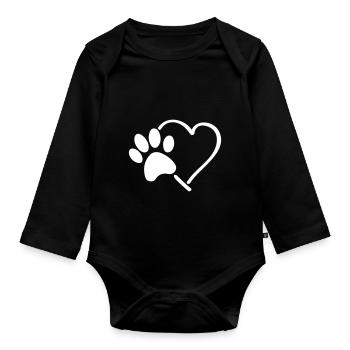paw heart - Organic Longsleeve Baby Bodysuit - black - Front