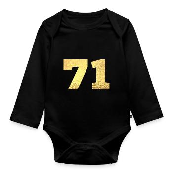 71 Gold Glitter - 71 Geburtstag - Baby Bio-Langarm-Body - Schwarz - Vorne