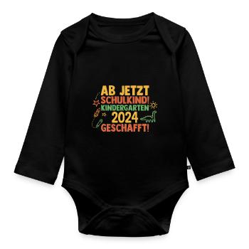 8 Klasse Schulkind Schulanfang Kindergarten Kita E - Baby Bio-Langarm-Body - Schwarz - Vorne