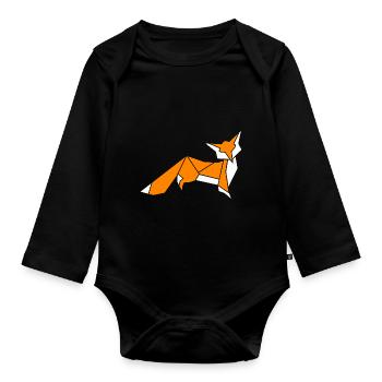 little fox origami - Organic Longsleeve Baby Bodysuit - black - Front