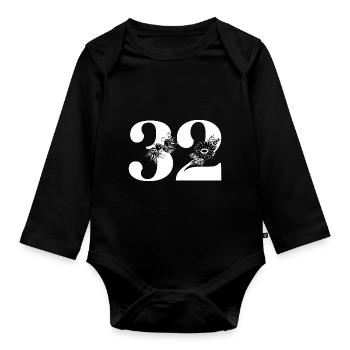 Numéro 32 floral noir - 32e anniversaire floral - Body Bébé bio manches longues - noir - Devant