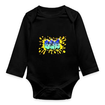 Graffiti SILAS NAME GIFT BIRTHDAY BIRTH - Organic Longsleeve Baby Bodysuit - black - Front