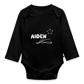 Aiden als Geschenk - Baby Bio-Langarm-Body - Schwarz - Vorne