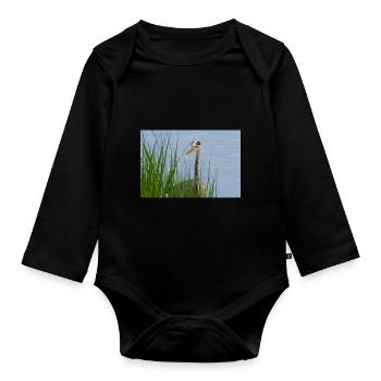 Heron - Organic Longsleeve Baby Bodysuit - black - Front